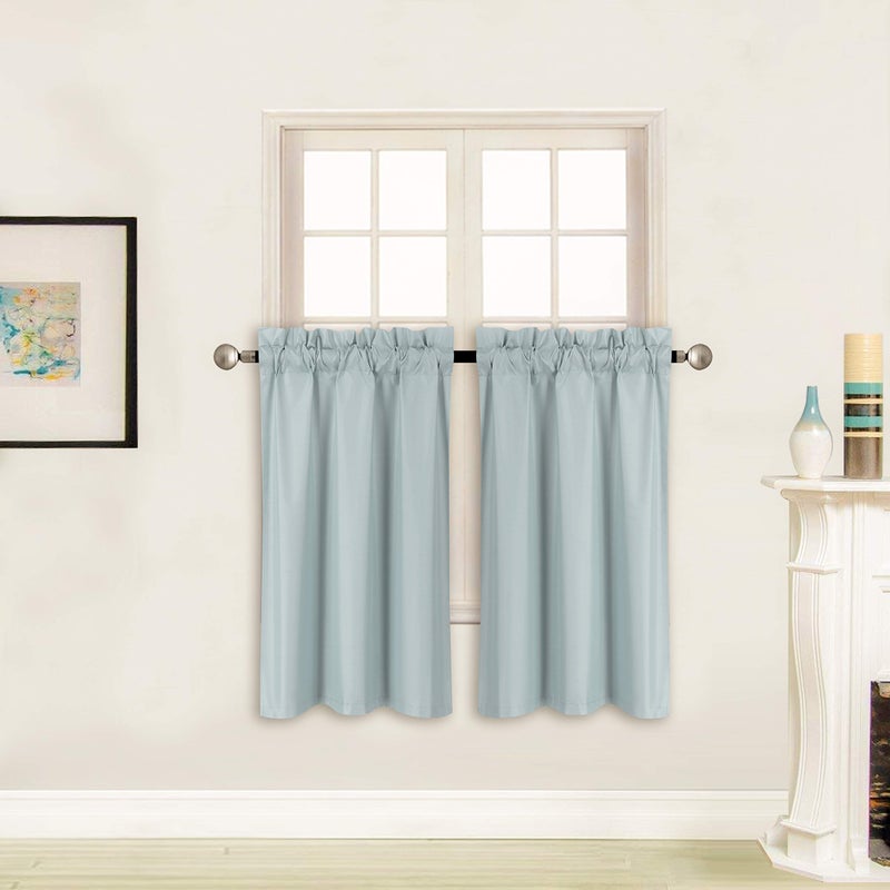 Home Collection Triple Weave Blackout Curtain Panel, 58W x 34L inches, 100% Light Blocking, Noise Reducing,Solid Color (Light Blue) - Image 1